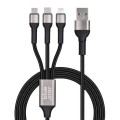 BLUE STAR kabel z oplotem 2,4A 3w1 USB A do Lightning / Micro USB / Typ C TFK-DC-010 1,2 m czarny-1 305