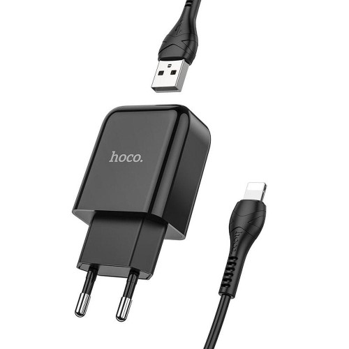 HOCO ładowarka sieciowa USB A + kabel USB A do Lightning 2,1A N2 czarna-1 177