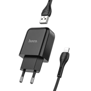 HOCO ładowarka sieciowa USB A + kabel USB A do Lightning 2,1A N2 czarna