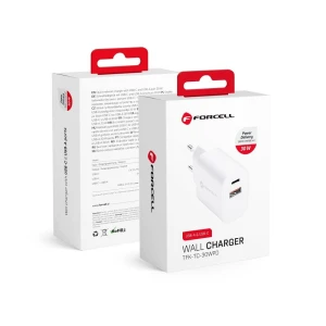 FORCELL F-ENERGY TFK-TC-30WPD ładowarka sieciowa Typ C + USB A PD QC4.0 3A 30W biała
