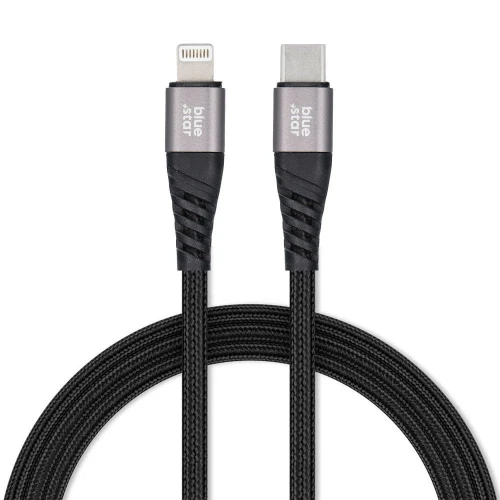 BLUE STAR kabel z oplotem 2,4A Typ C do Lightning TFK-DC-003 1,2 m czarny-1 306