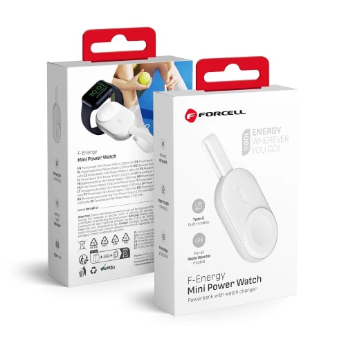 FORCELL F-ENERGY Mini Power Watch powerbank 1A 2,5W 1200 mAh biały-1 309