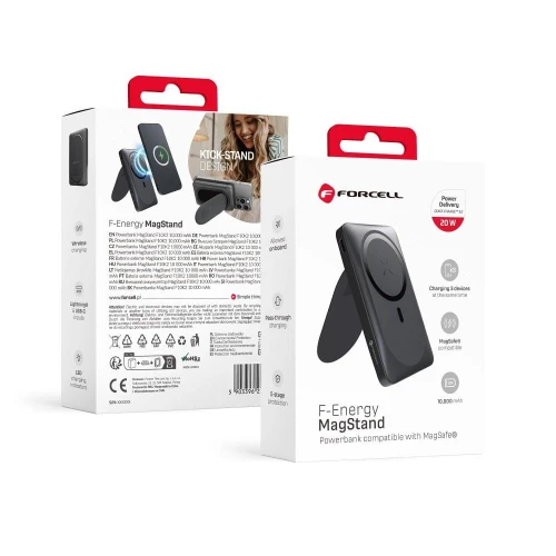 FORCELL F-ENERGY F10K2 MagStand powerbank kompatybilny z MagSafe PD QC3.0 5A 20W 10 000 mAh czarny-1 328