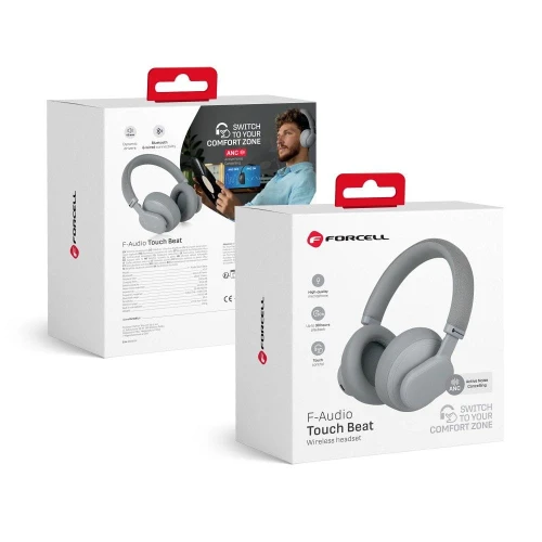 FORCELL F-AUDIO słuchawki bezprzewodowe nagłowne ANC Touch Beat szare-1 335