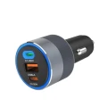 FORCELL F-ENERGY Alu ładowarka samochodowa 2 x Typ C + USB A PD QC4.0 SFC2.0 4,5A 65W szara-2 340