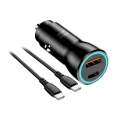 BLUE STAR ładowarka samochodowa 3A 25W Typ C + USB A + kabel Typ C do Typ C PD QC3.0 AFC PPS czarna-2 345